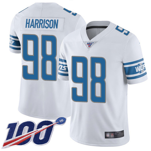 Detroit Lions Limited White Men Damon Harrison Road Jersey NFL Football #98 100th Season Vapor Untouchable->detroit lions->NFL Jersey
